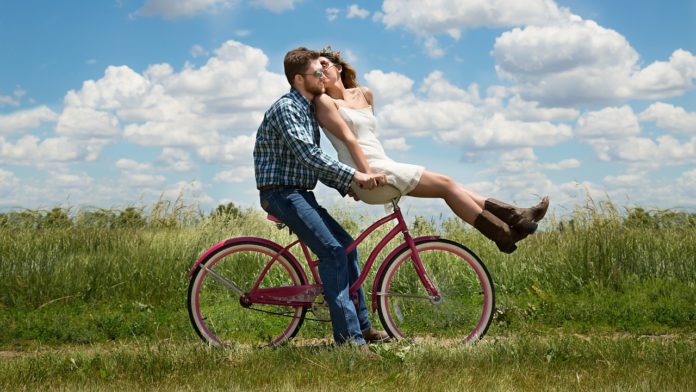 couple, romance, bike